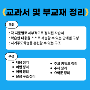 교과서 및 부교재 정리, 하계동 영어학원, 중계동 영어학원