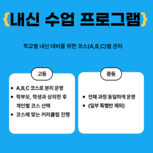 내신수업프로그램, 노원구 영어학원, 빵쌤영어경영학원, 맞춤형 커리큘럼